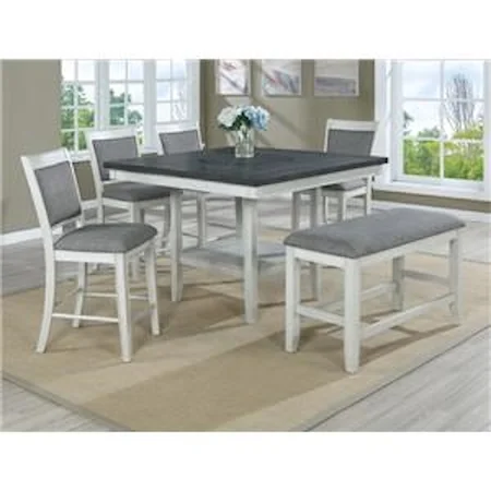 Counter Height Table with Lazy Susan and FOUR Upholstered Chair Set